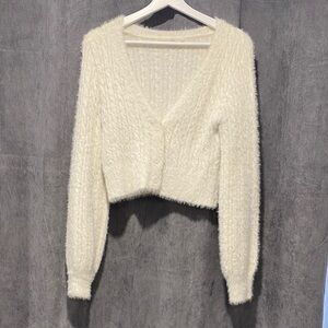 Garage Cream Textured Soft Women's Cardigan